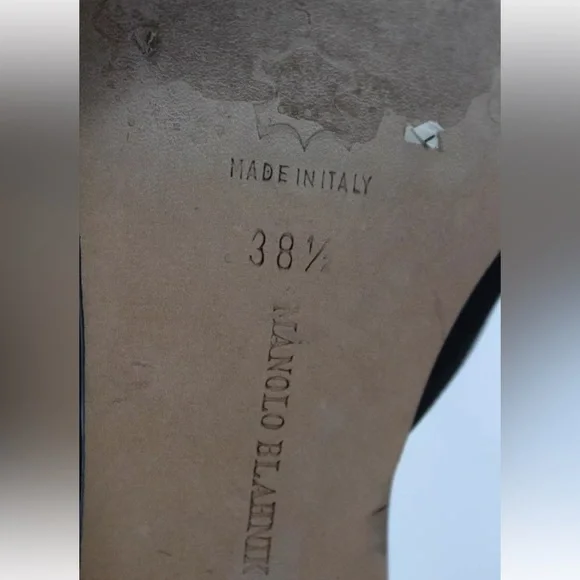 Manolo Blahnik Pointed Toe Jeweled Trim Mules Black Canvas EU 38.5 US 8 - Picture 5 of 11